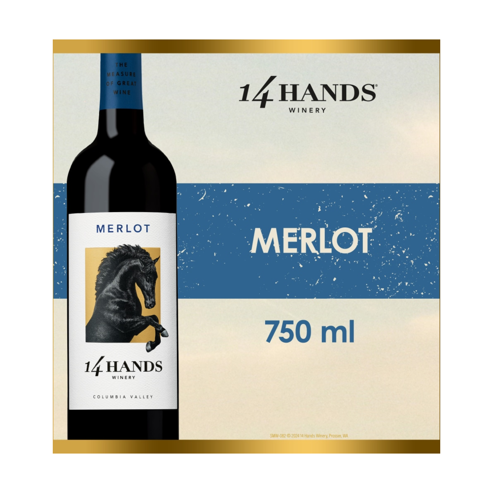 14 Hands Merlot Washington Red Wine bottle