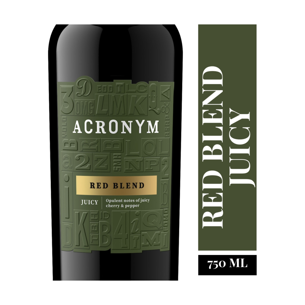 Acronym Juicy Red Blend Red California Wine bottle