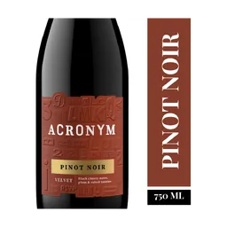 Acronym VELVET Pinot Noir Red California Wine bottle