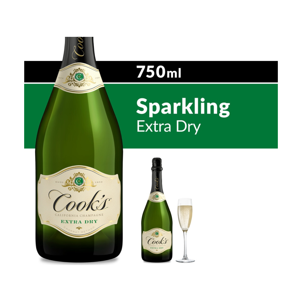 Cook's California Champagne Extra Dry White Sparkling Wine bottle