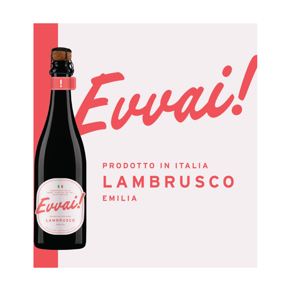Evvai Lambrusco Italy Sparkling Wine bottle