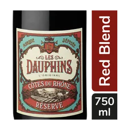 Les Dauphins Reserve Cotes Du Rhone French Red Wine bottle