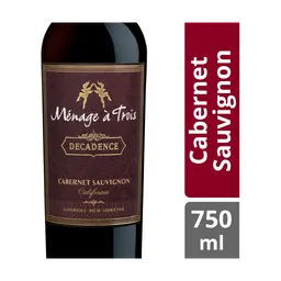 Menage a Trois Decadence Cabernet Sauvignon California Red Wine bottle
