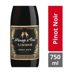 Menage a Trois Luscious Pinot Noir California Red Wine bottle