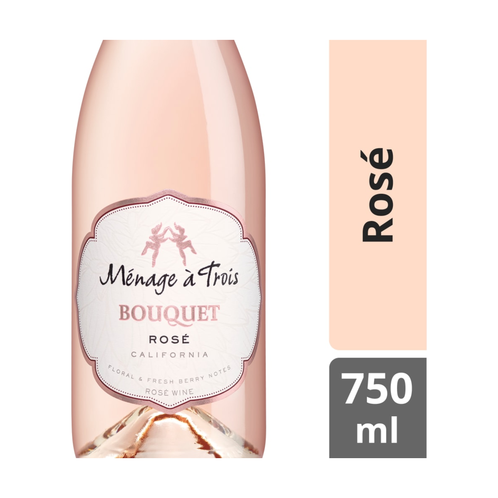 Ménage à Trois Bouquet Rosé California Pink Wine bottle