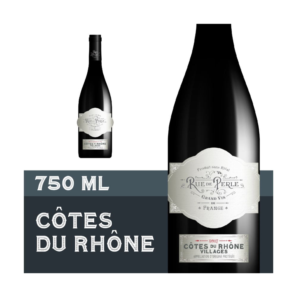 Rue De Perle Cotes-Du-Rhone Village Red Wine bottle