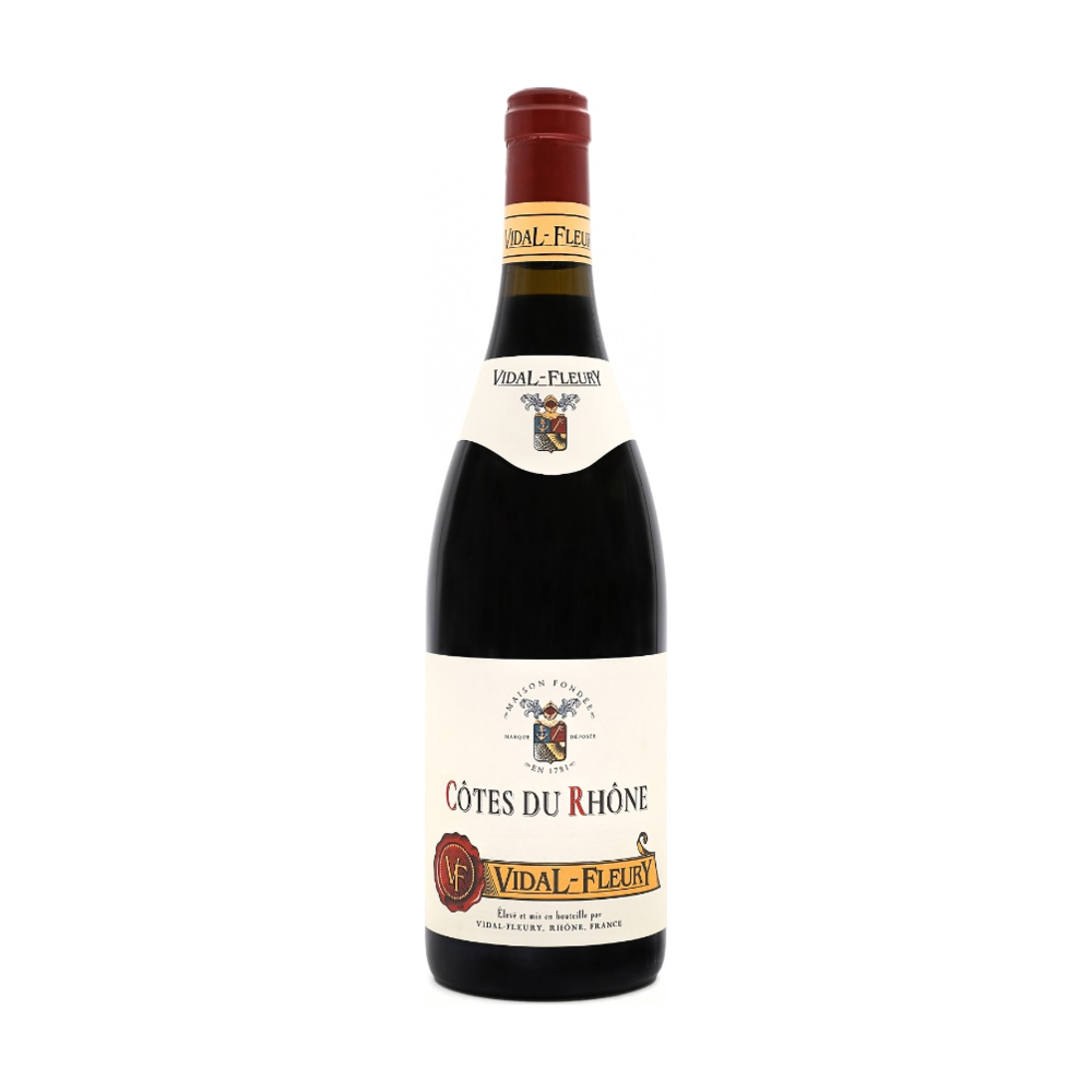 Vidal-Fleury Cotes du Rhone Rouge French Red Wine bottle