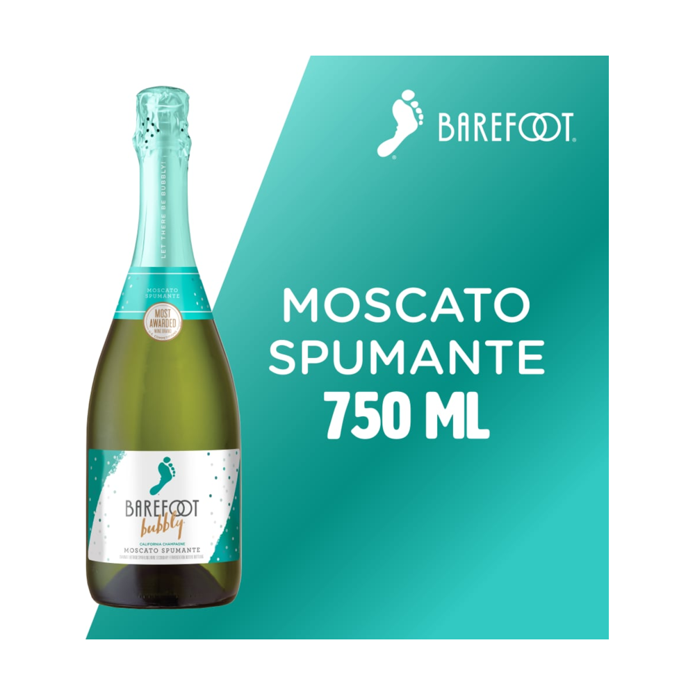 Barefoot Bubbly Moscato Spumante Champagne California Sparkling Wine bottle