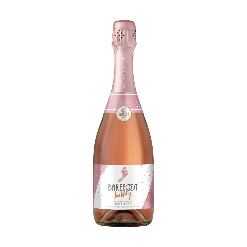 Barefoot Bubbly Brut Rose Champagne California Sparkling Wine bottle