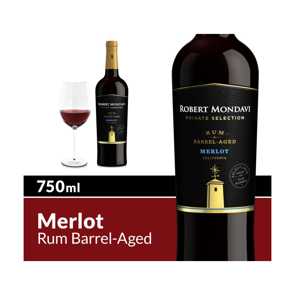 Robert Mondavi Private Selection Rum Barrel Aged Merlot Red Wine bottle