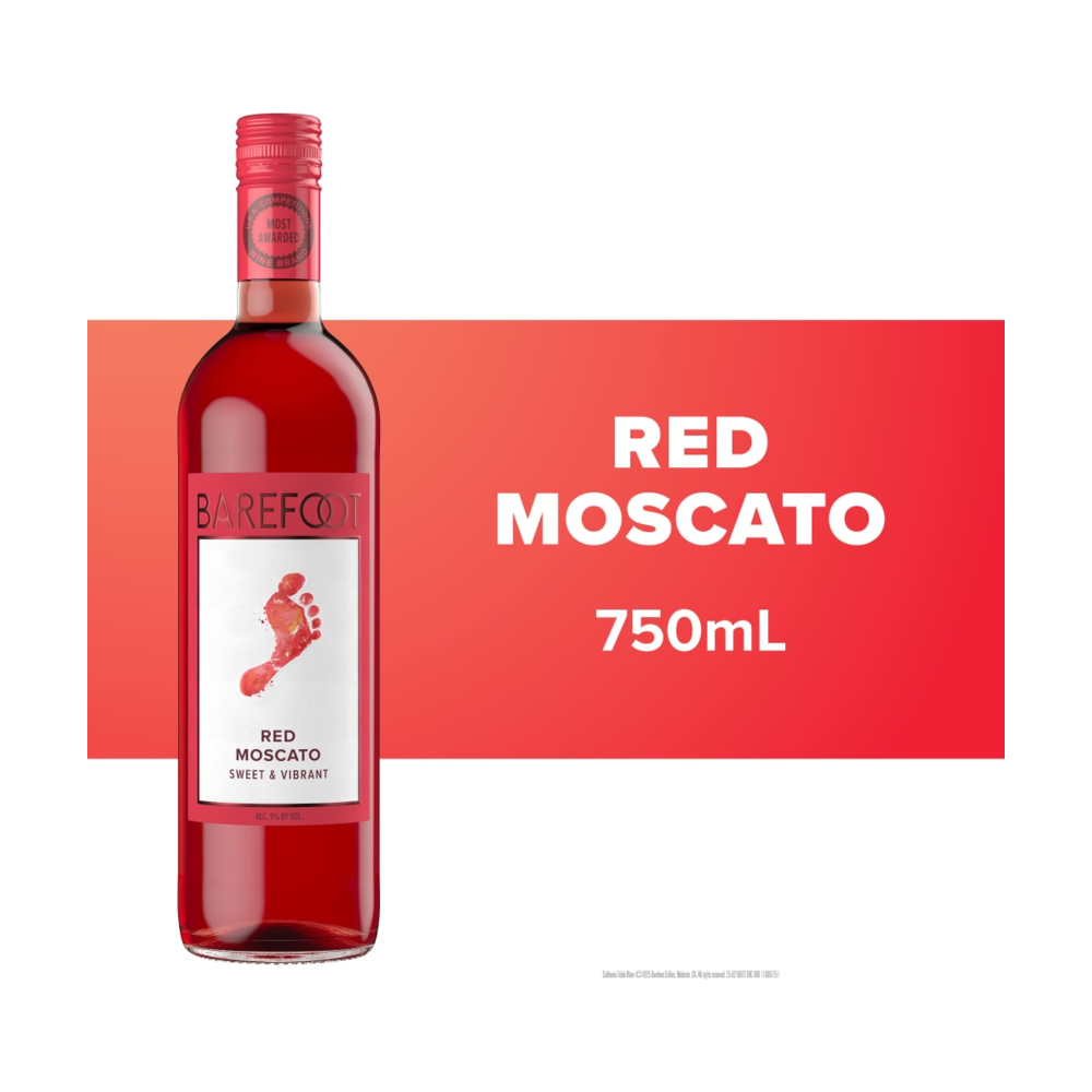 Barefoot Cellars Red Moscato California Wine bottle