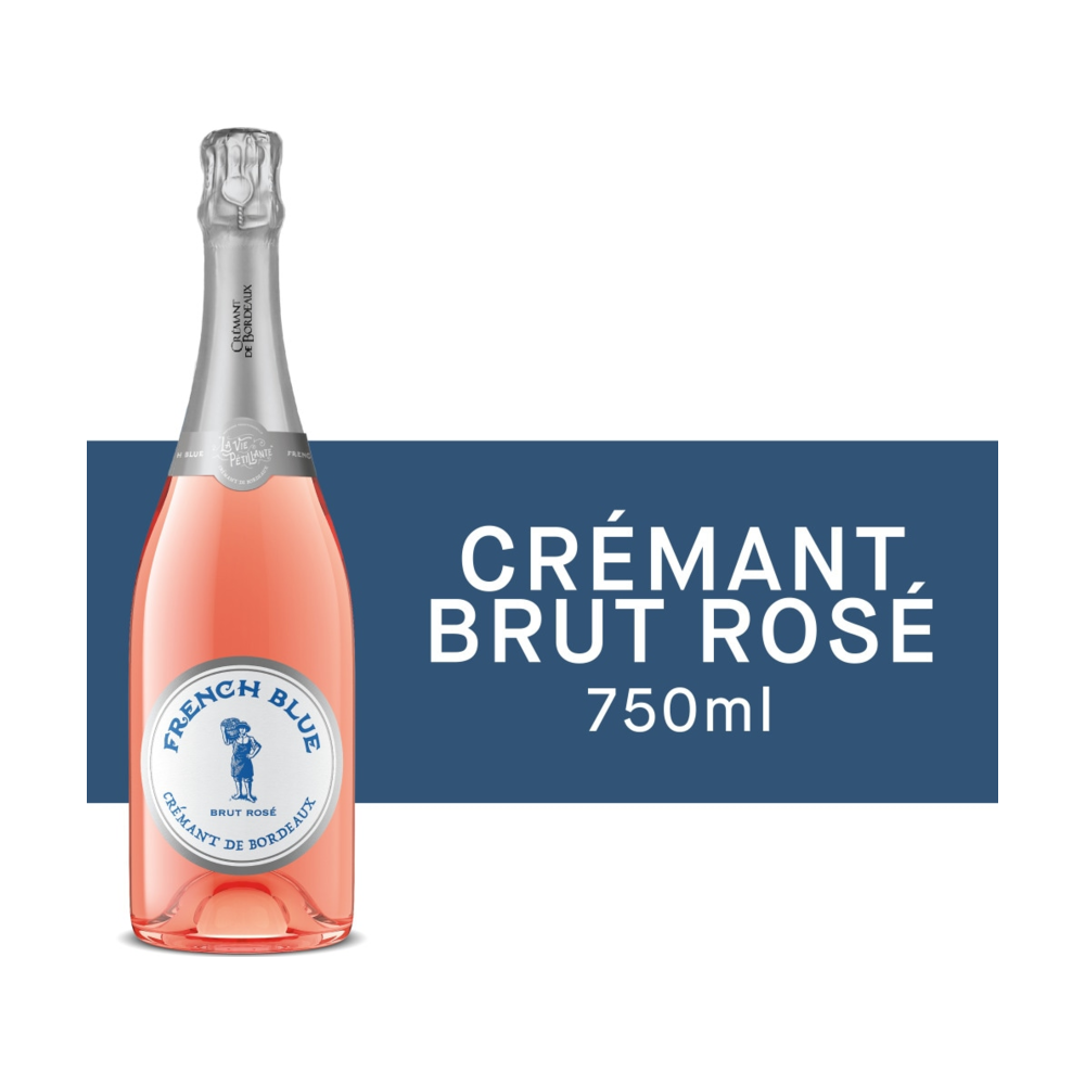 French Blue Brut Rose Sparkling France Wine bottle