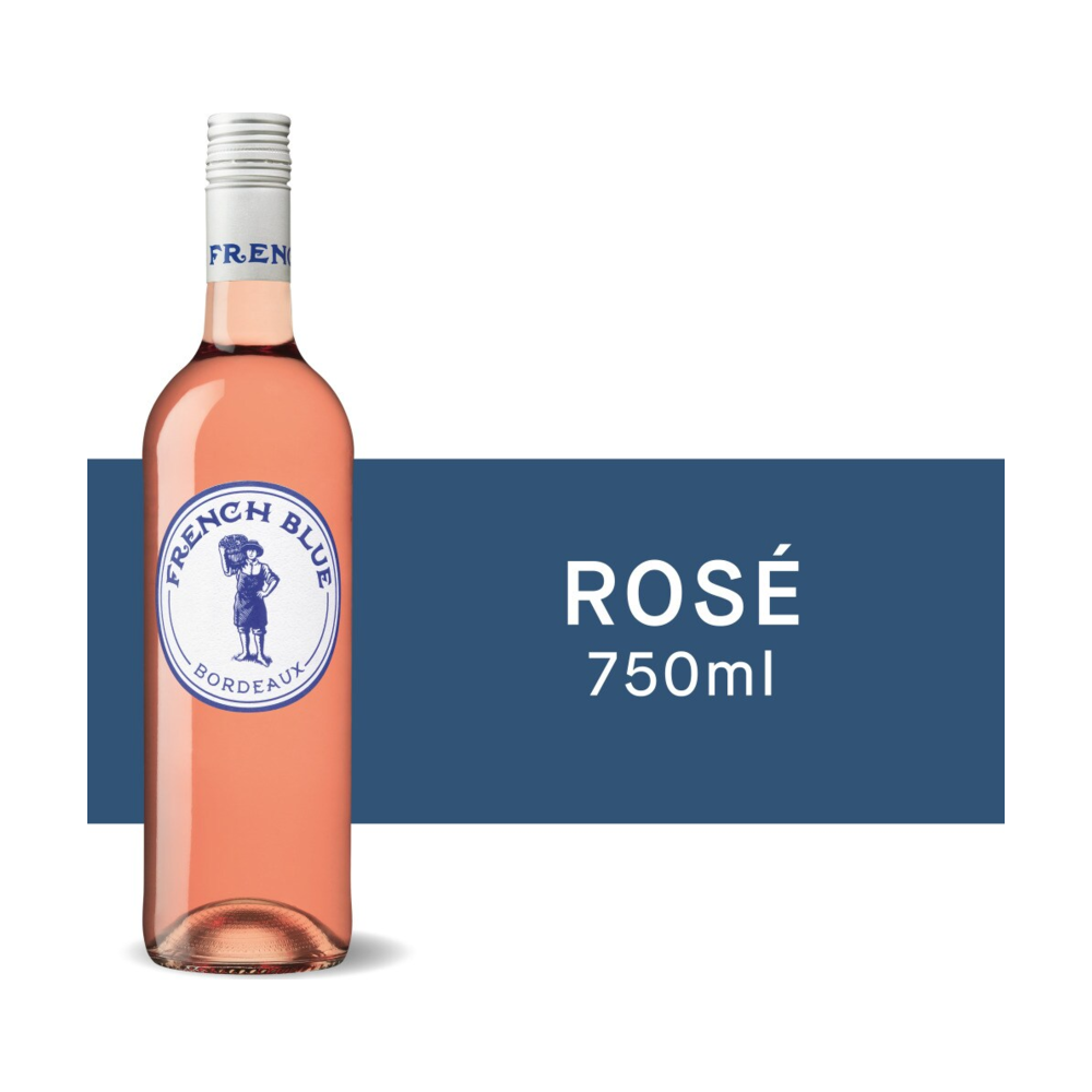 French Blue Bordeaux Merlot France Rose Wine bottle