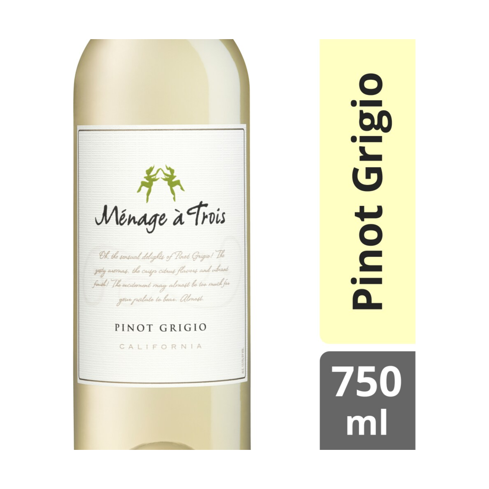 Menage a Trois Pinot Grigio California White Wine bottle