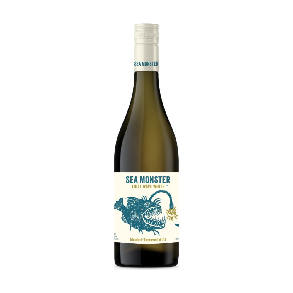 Sea Monster Tidal Wave White Non Alcoholic White Wine Blend California Low Calorie White Wine bottle
