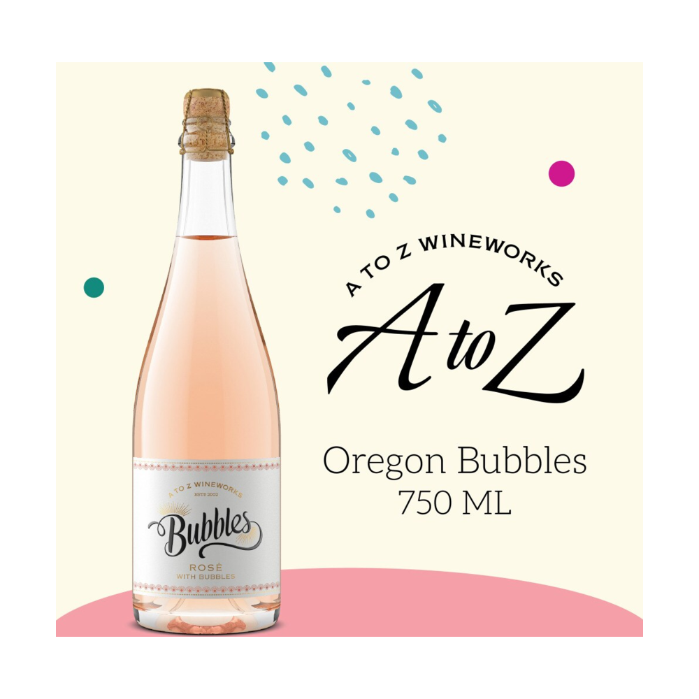 A to Z Wineworks Sparkling Rose Bubbles Blend Oregon Wine bottle